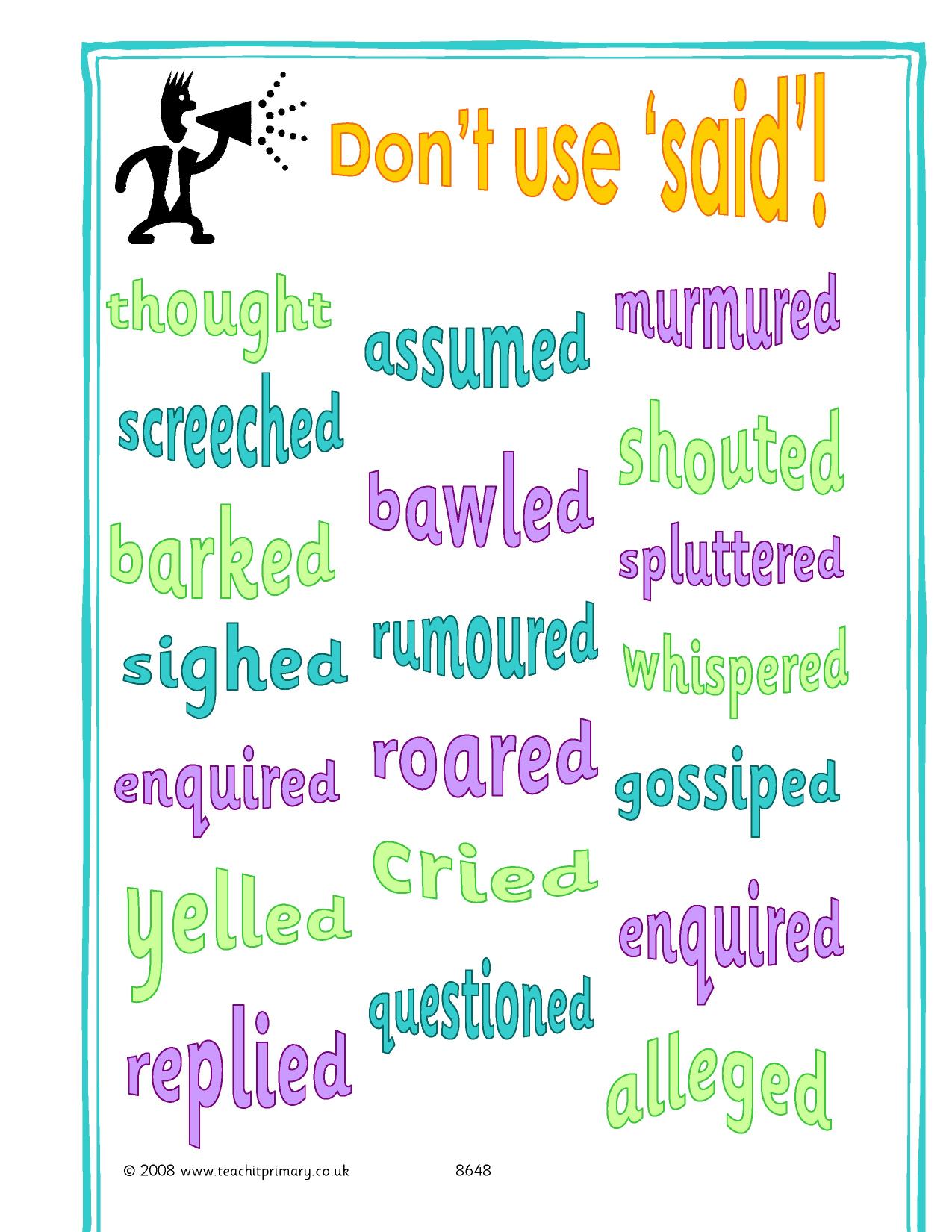 Said words Synonyms KS2 English Teachit