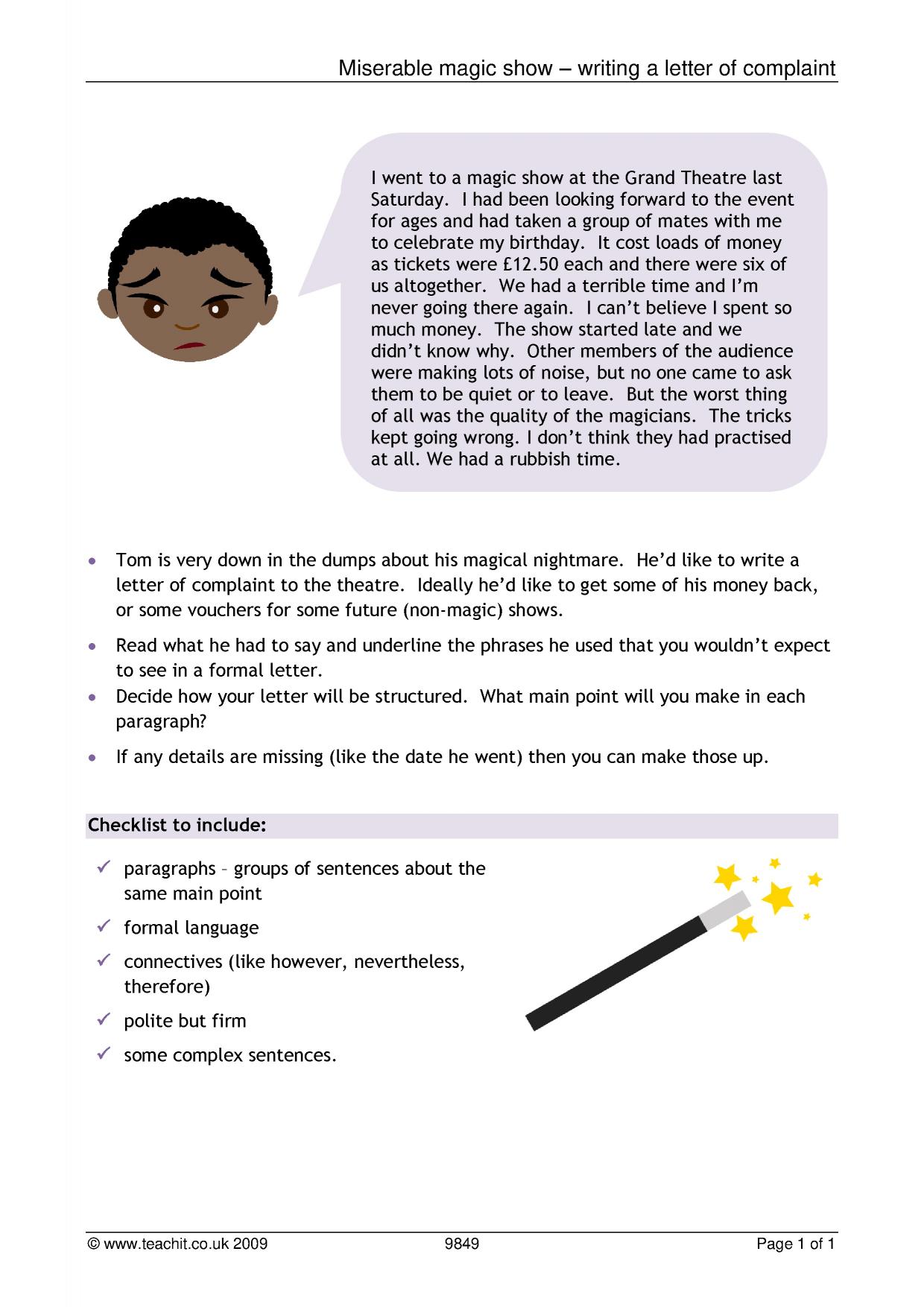 Write a formal letter KS2 English Teachit