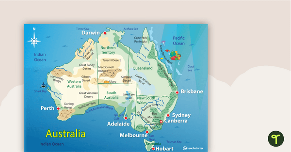 Australia Map With Landforms Australian Landform Map