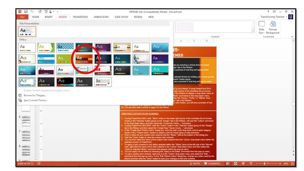 How to Apply Themes to Presentation Slides in PowerPoint 2013
