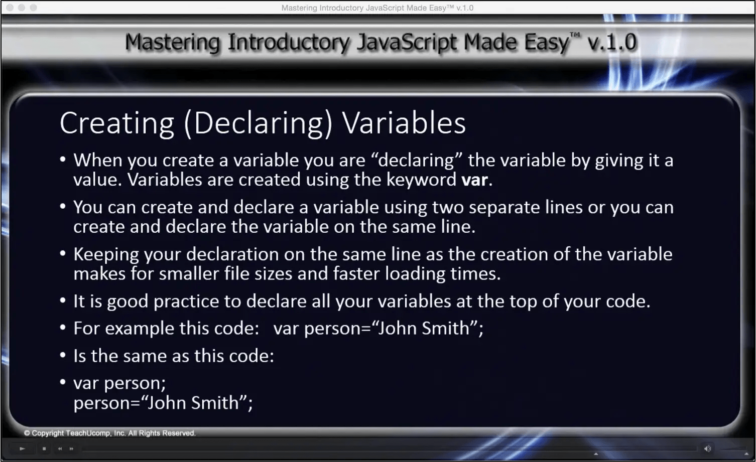 JavaScript Variables Tutorial Inc.