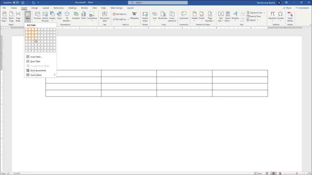 Create Tables In Word Instructions