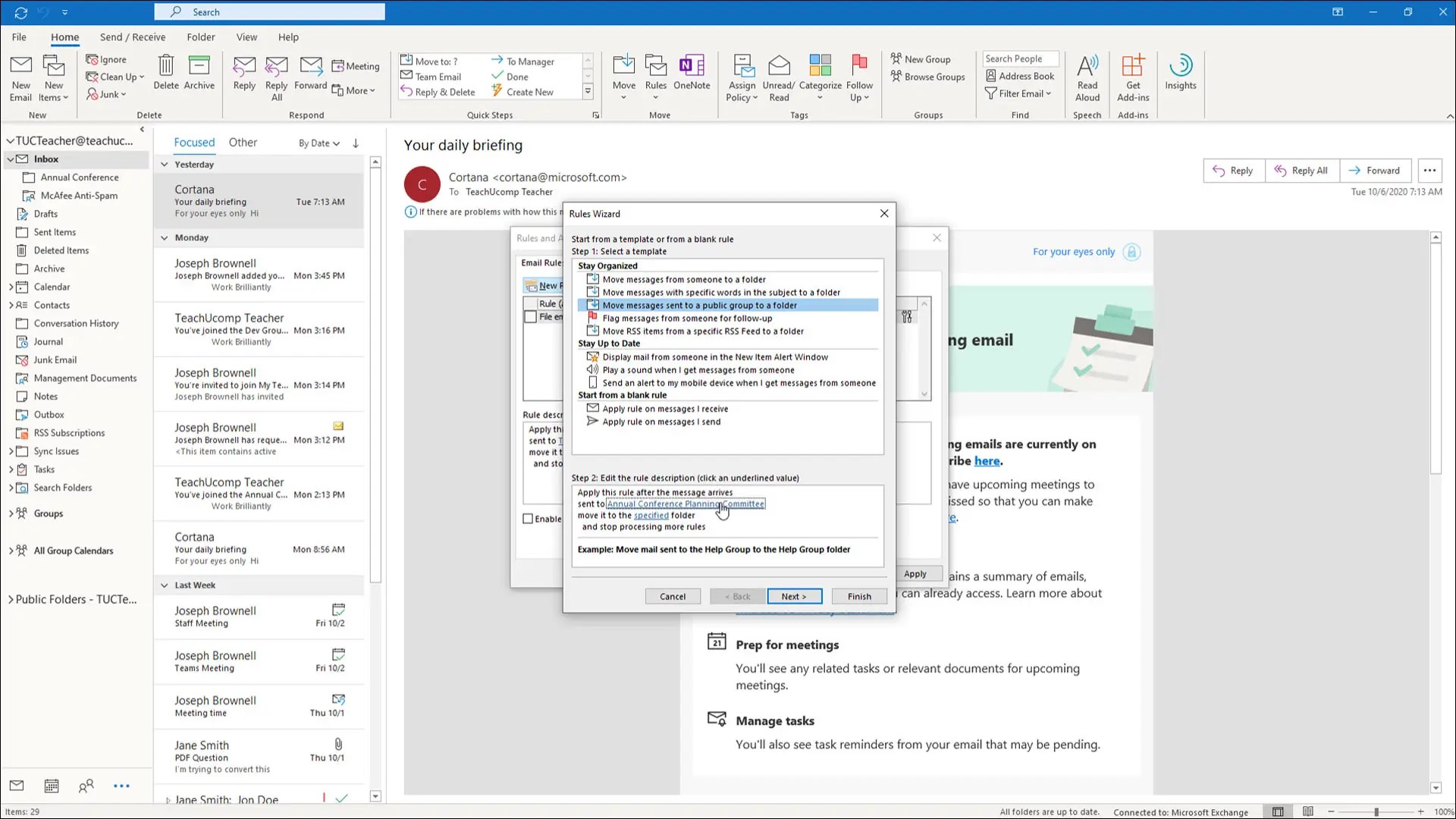 Create a Mailbox Rule in Outlook Instructions Inc.