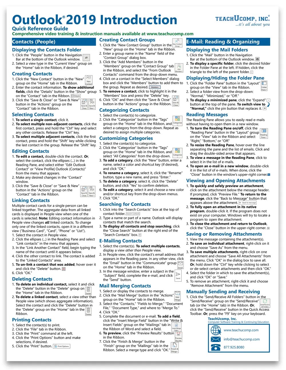 Microsoft Outlook 2019 Introductory Quick Reference Guide