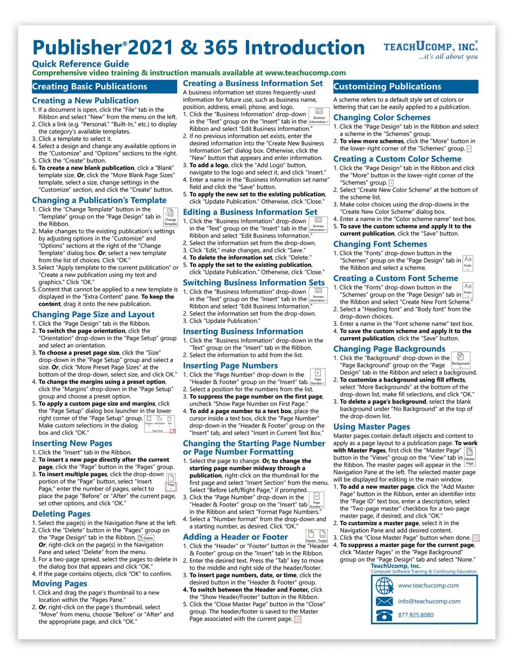 Microsoft Publisher 2021 and 365 Introductory Quick Reference Guide