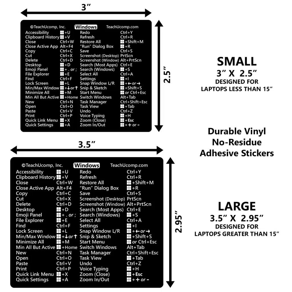 Windows Keyboard Shortcuts Sticker Inc.