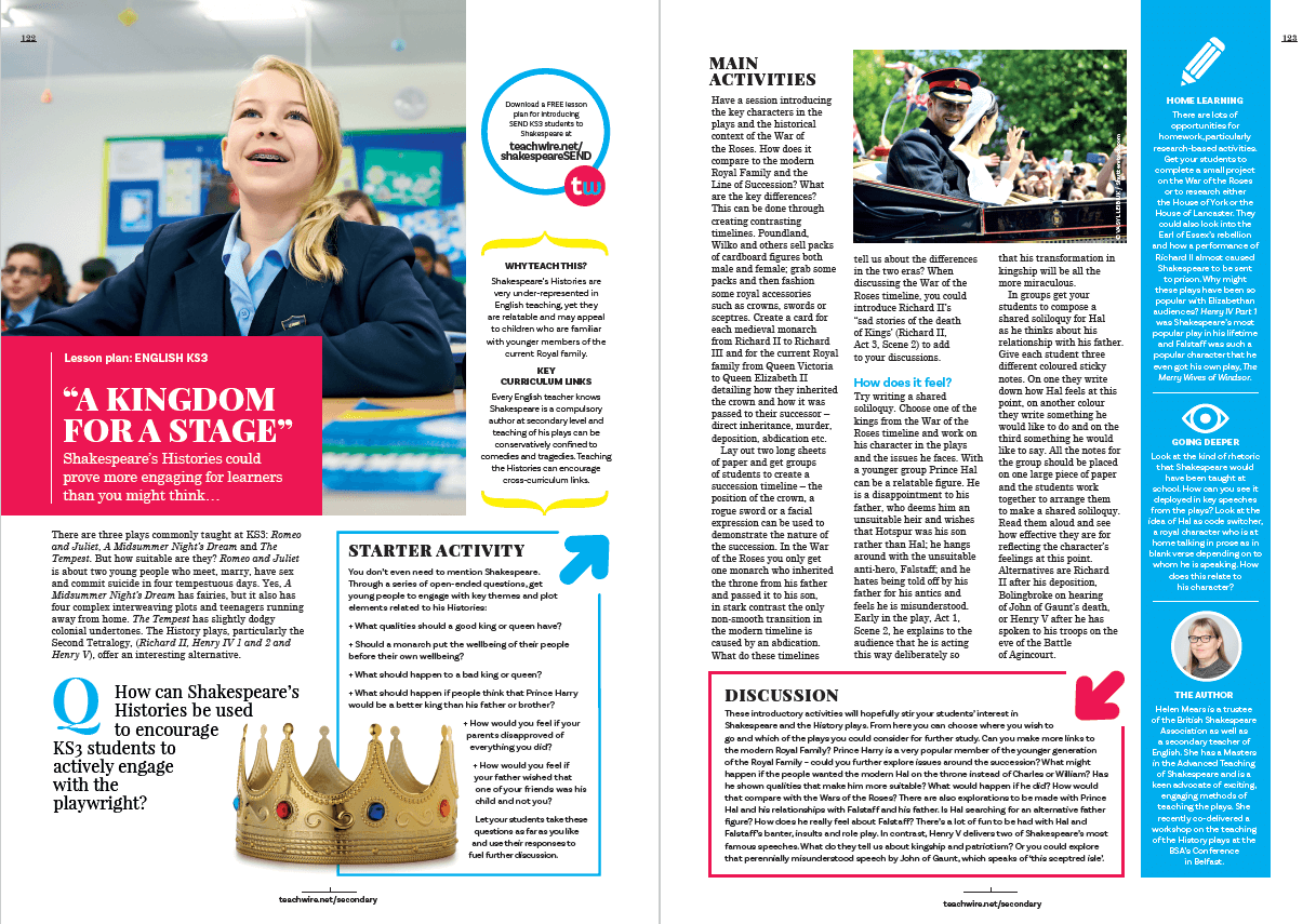 KS3 English Lesson Plan Why Shakespeare’s History Plays are a Great