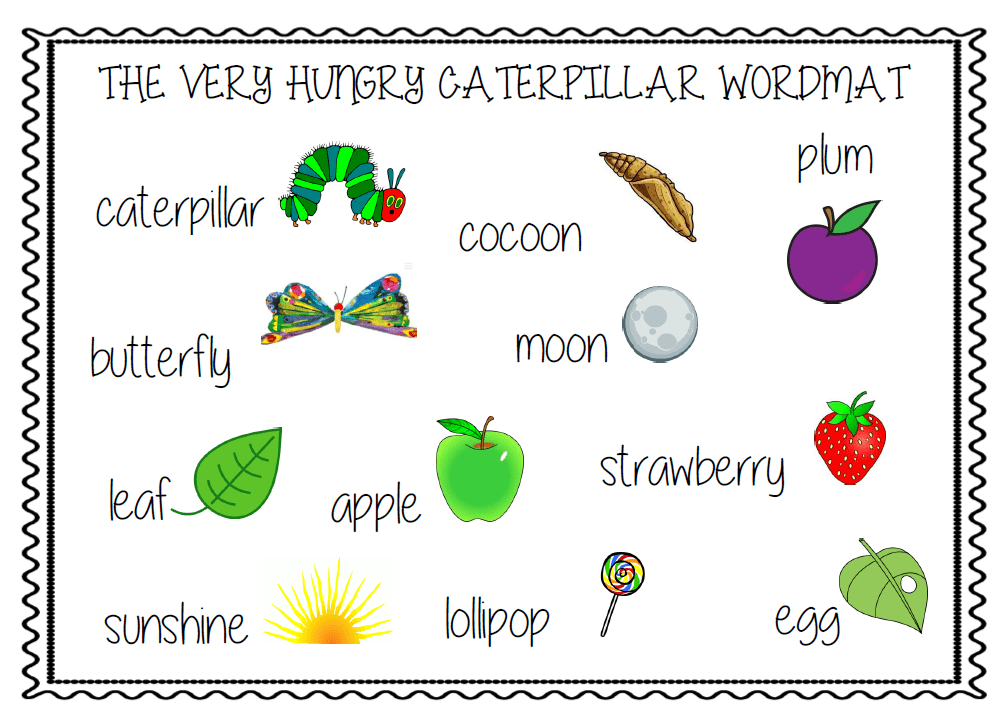 The Very Hungry Caterpillar Word Mat Teachwire Teaching
