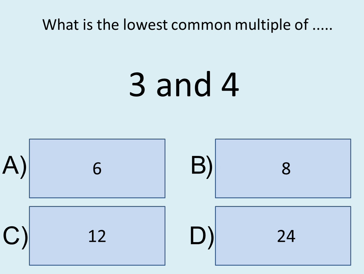 KS3 Maths Multiple Choice Starter Activity for Lowest