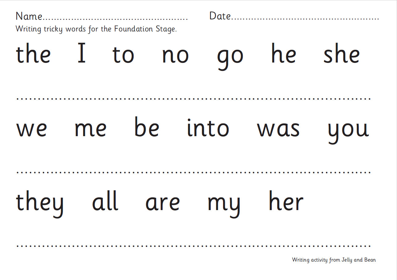 Tricky Words Writing Worksheet – Handwriting Activity For Eyfs | Teachwire Teaching Resource