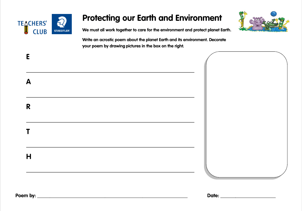 EARTH Acrostic Poem Template for KS2 Science, Art and Literacy Teachwire