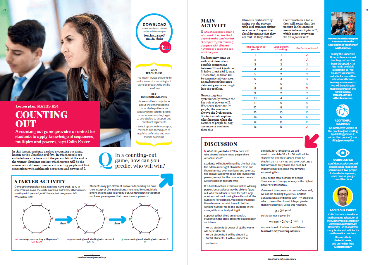 Teach sequences, multiples and powers with a countingout game KS4