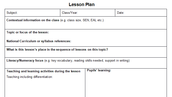 13 Free Lesson Plan Templates For Teachers - Teachwire
