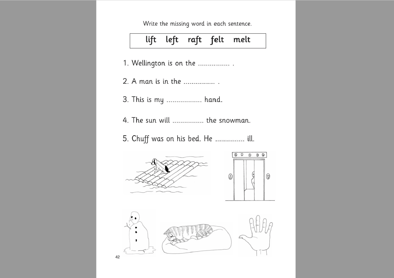‘ft’ ‘lt’ Sentences Worksheet Handwriting and Comprehension