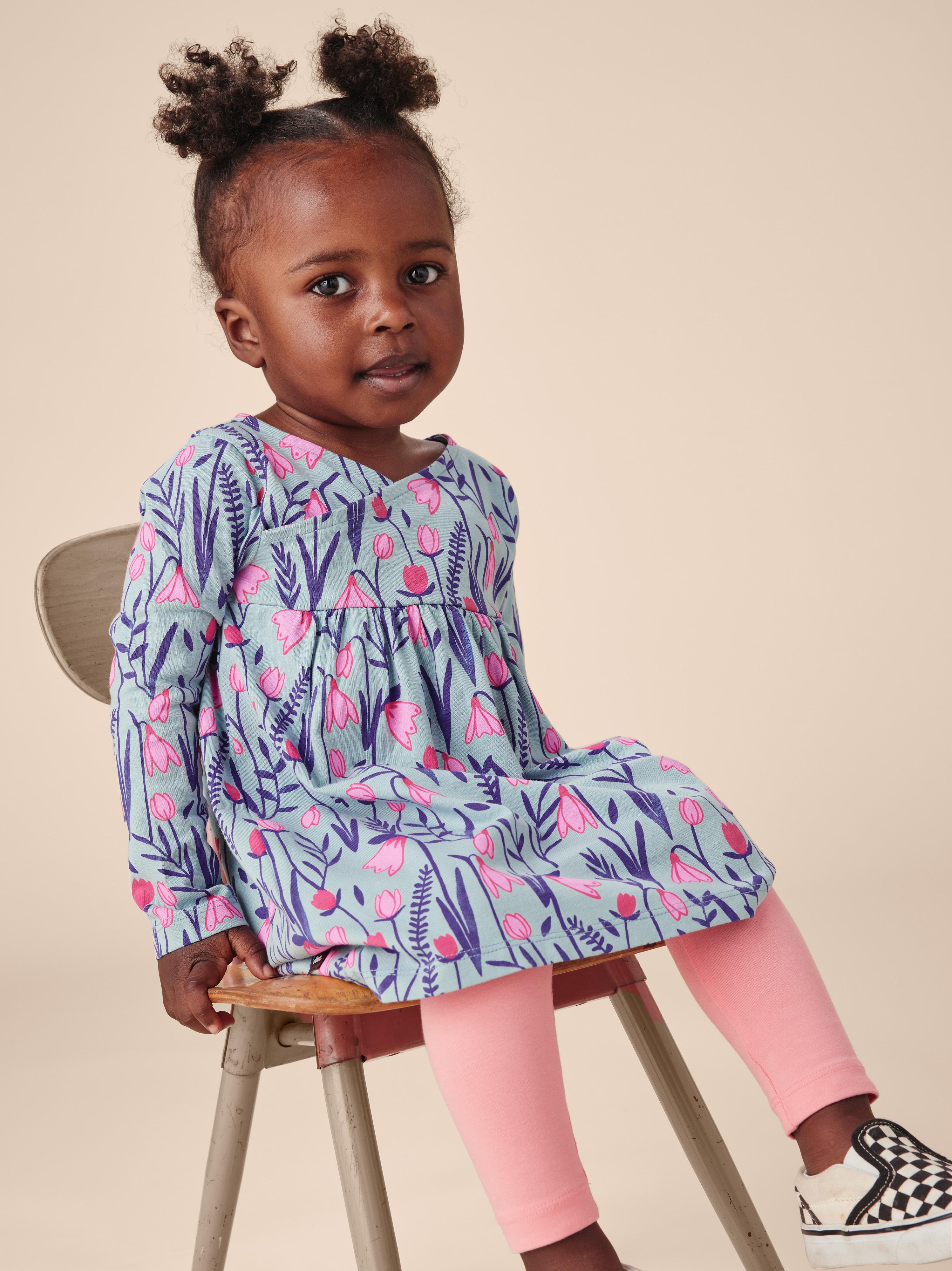 Long Sleeve Wrap Neck Dress Tea Collection