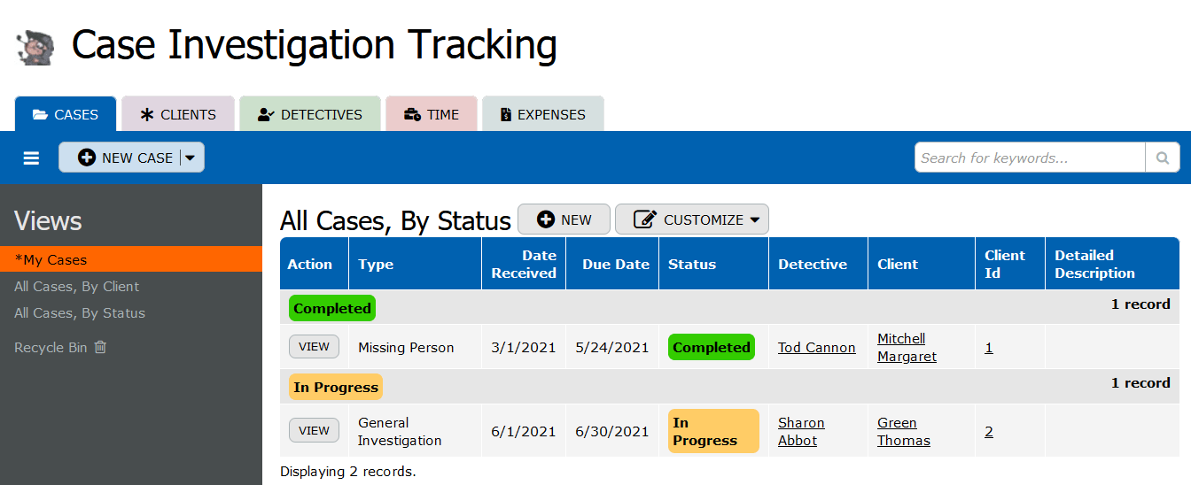 TeamDesk — Case Investigation Tracker