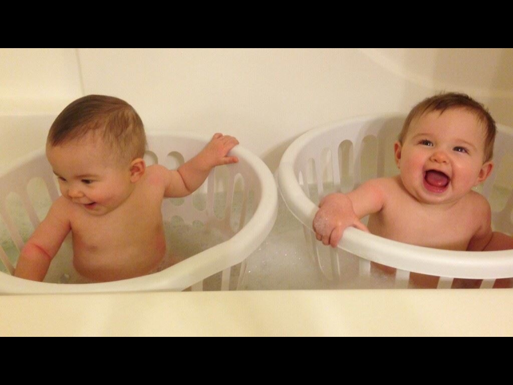 Bath Time, Twins, & Laundry Baskets