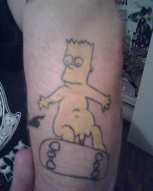Nsfw] It's A Poorly Draw Bart Simpson. Naked. On A Skateboard. : R/Badtattoos 625_x_500_jpg