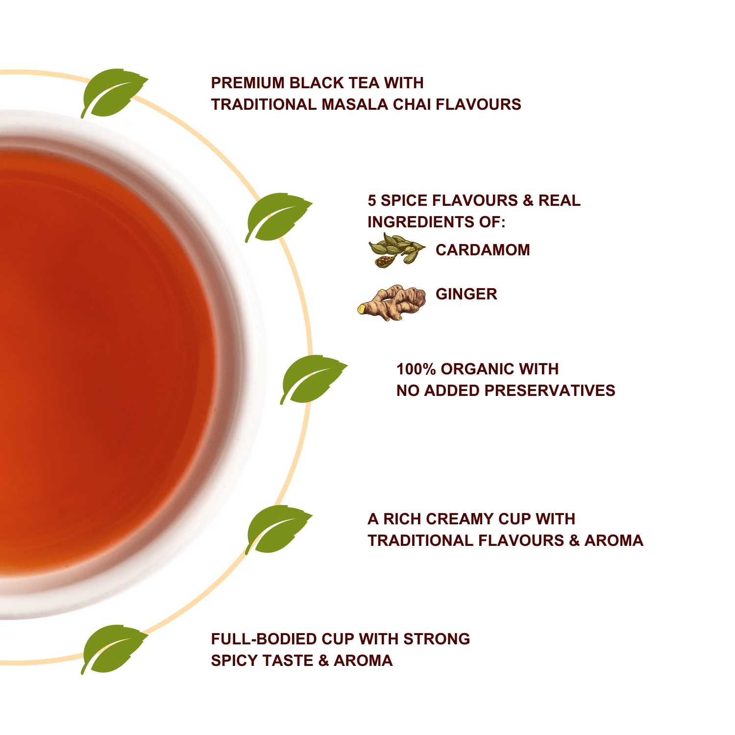 Organic Masala Chai Tea with Real Ingredients Premium Spice Tea