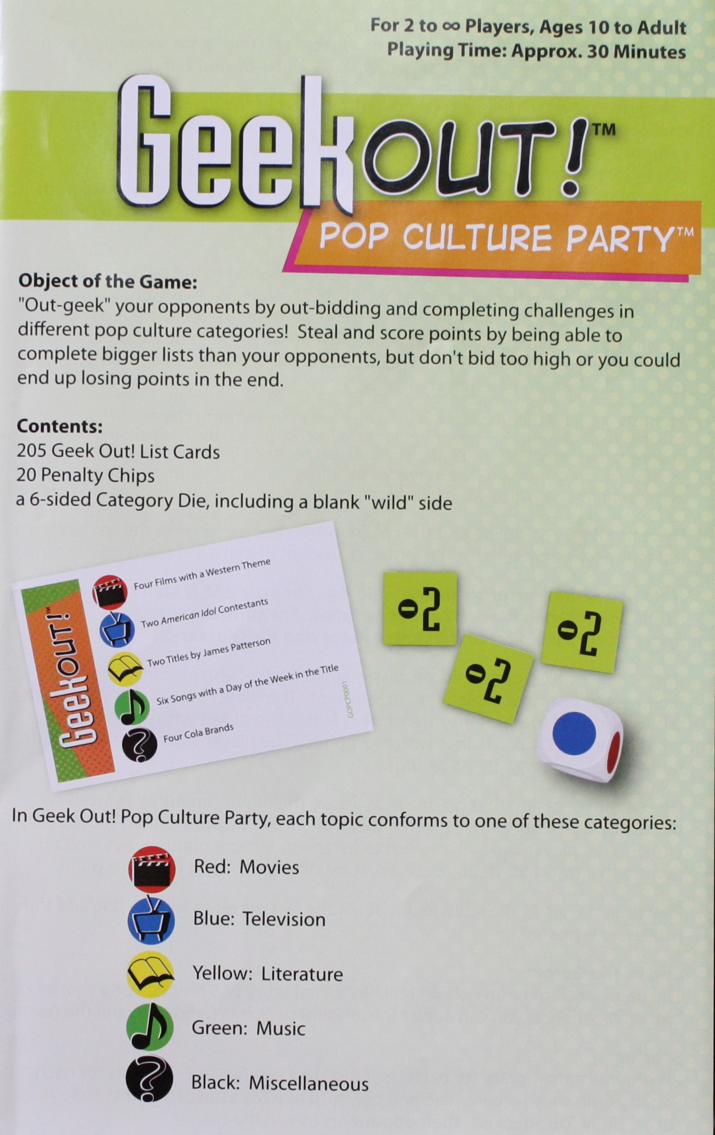 PARTS ONLY Geek Out Pop Culture Party Board Game (1) Set of