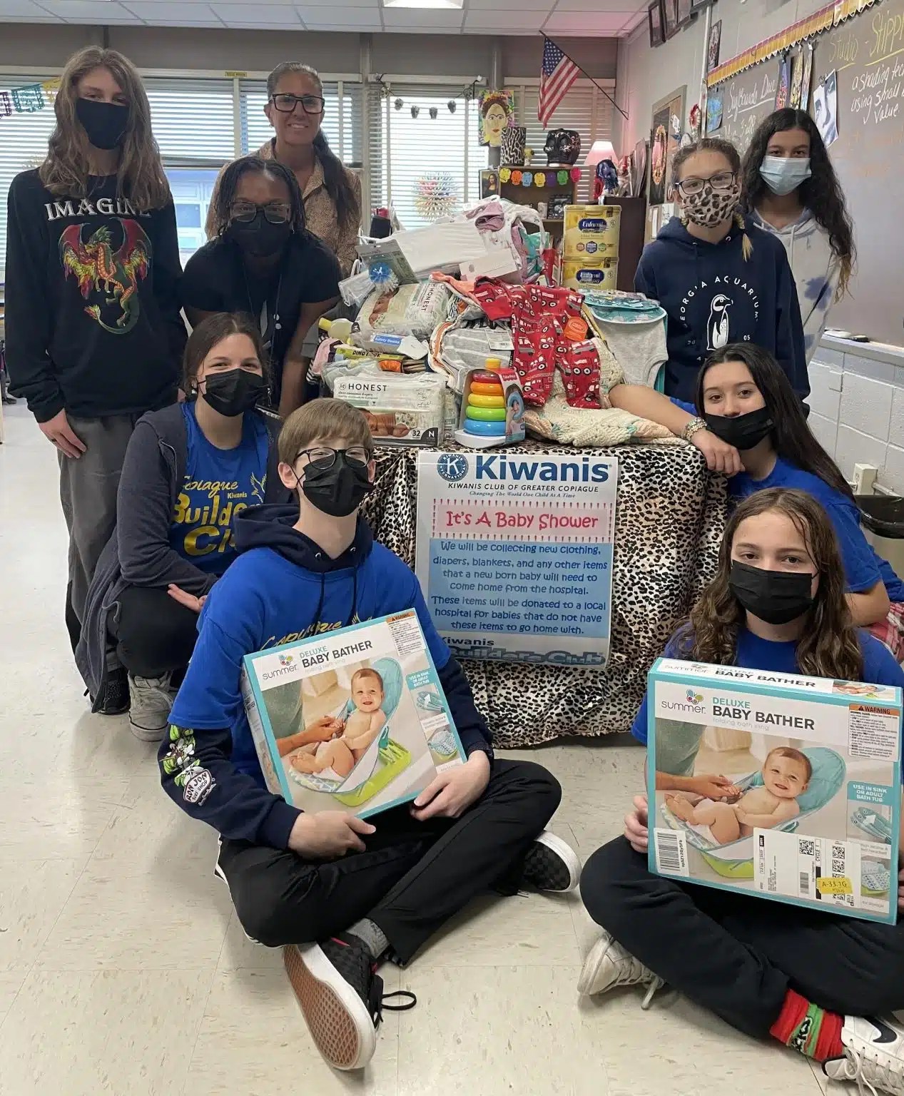 Copiague Middle School holds baby shower collection Team Up 4 Community