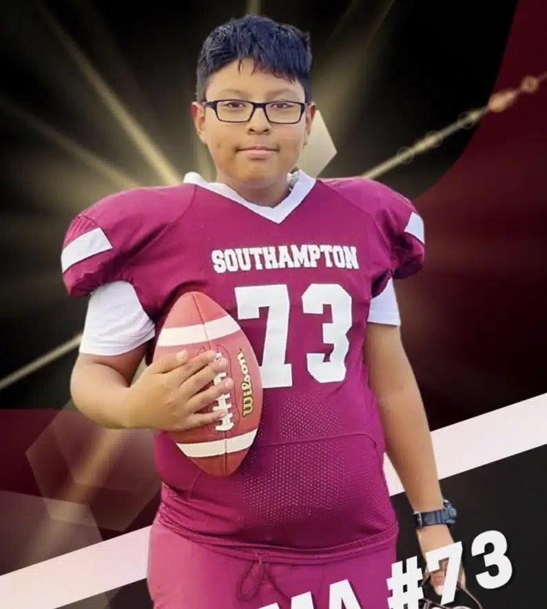 Southampton and Greenport junior football players team up to set up a