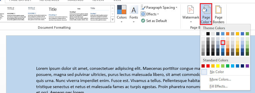 Ms word Document Background Color and images are not.