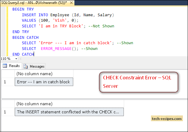 TRY...CATCH Error & Exception Handling in SQL Server