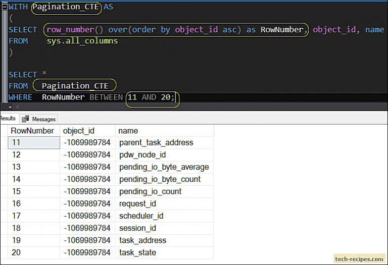 Pagination using ROW_NUMBER with a CTE In SQL Server