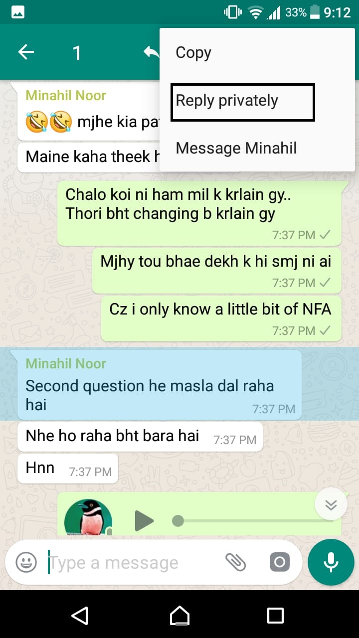 How to Reply to WhatsApp Group Chat Messages Privately