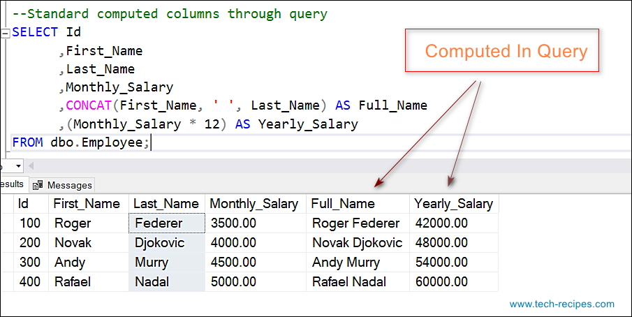 How To Use Computed Column In SQL Server