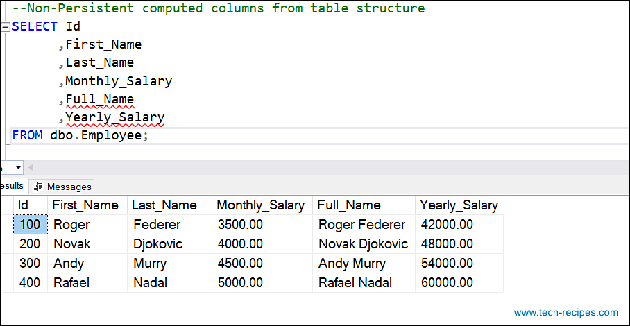 How To Use Computed Column In SQL Server