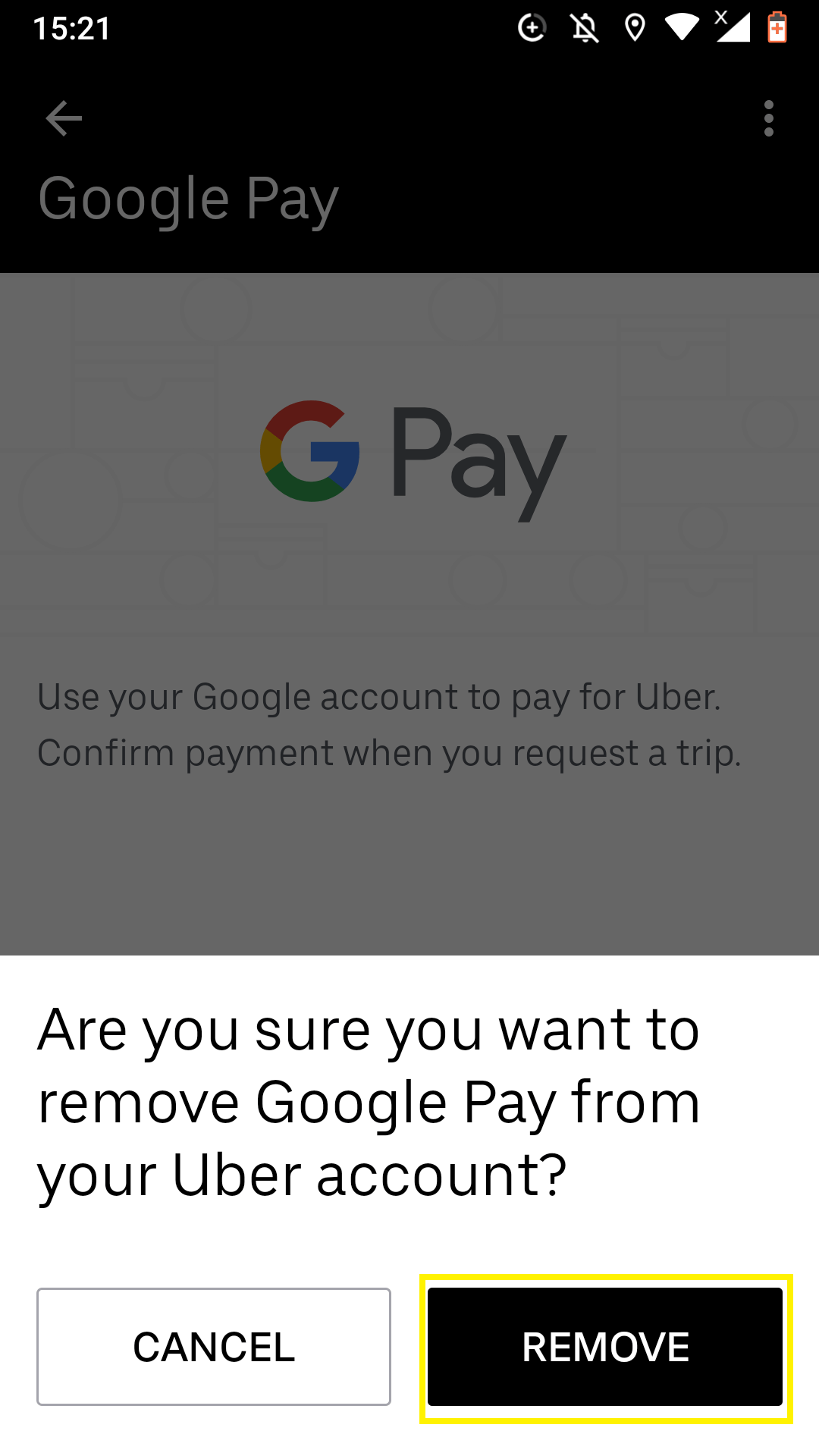 Uber for Android App How to Add and/or Change Payment Method