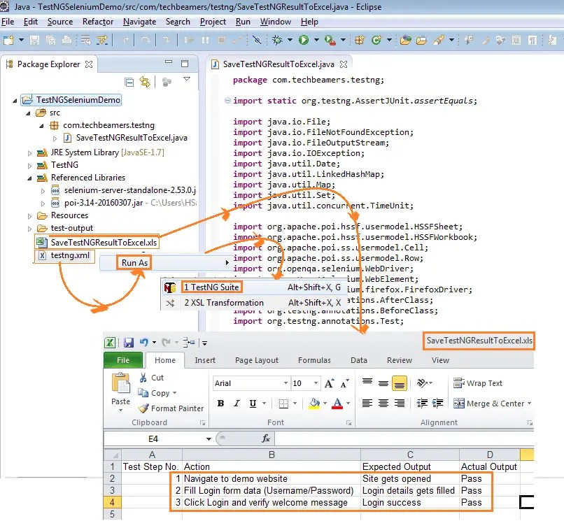 Save Selenium WebDriver TestNG Result to Excel File