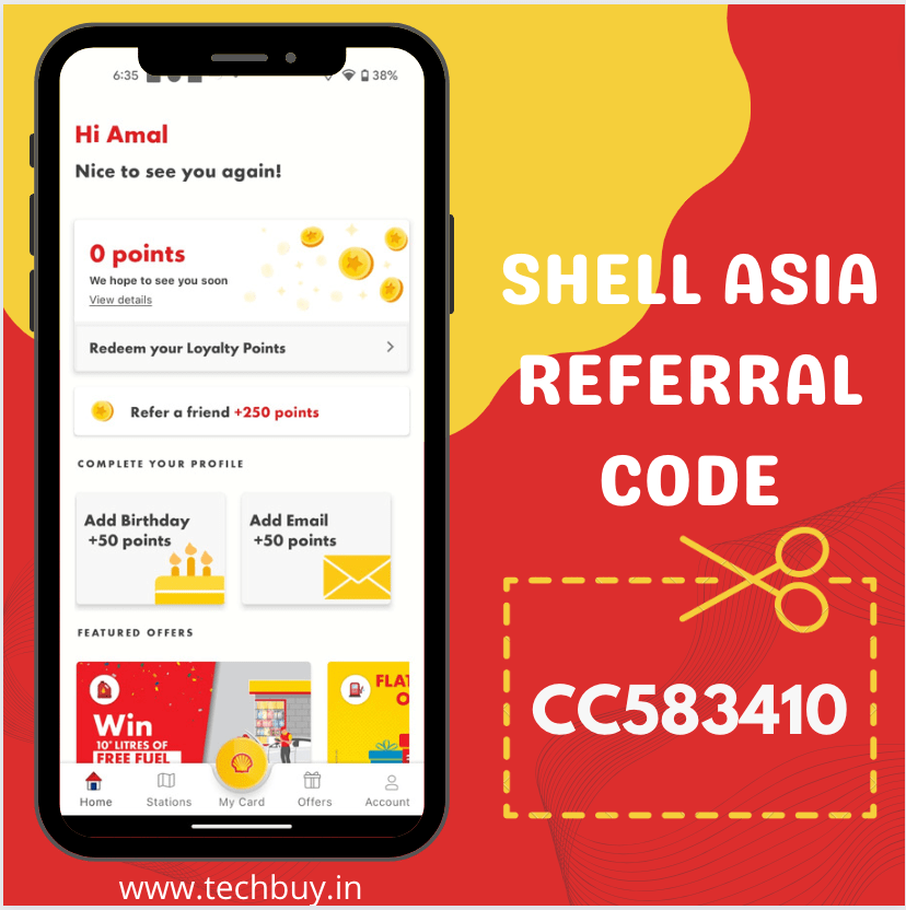 Shell Referral Code for ₹250 Joining Bonus Get free Fuel, care