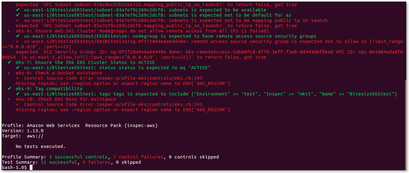 Kubernetes Inspection no region error