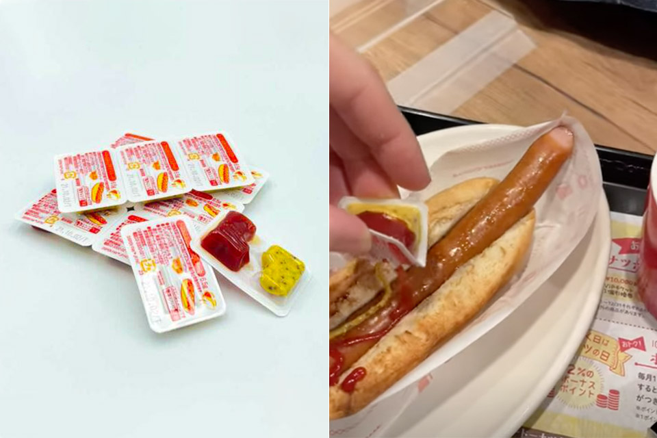 Clever Japanese Condiment Packet Combines Both Ketchup and Mustard Into