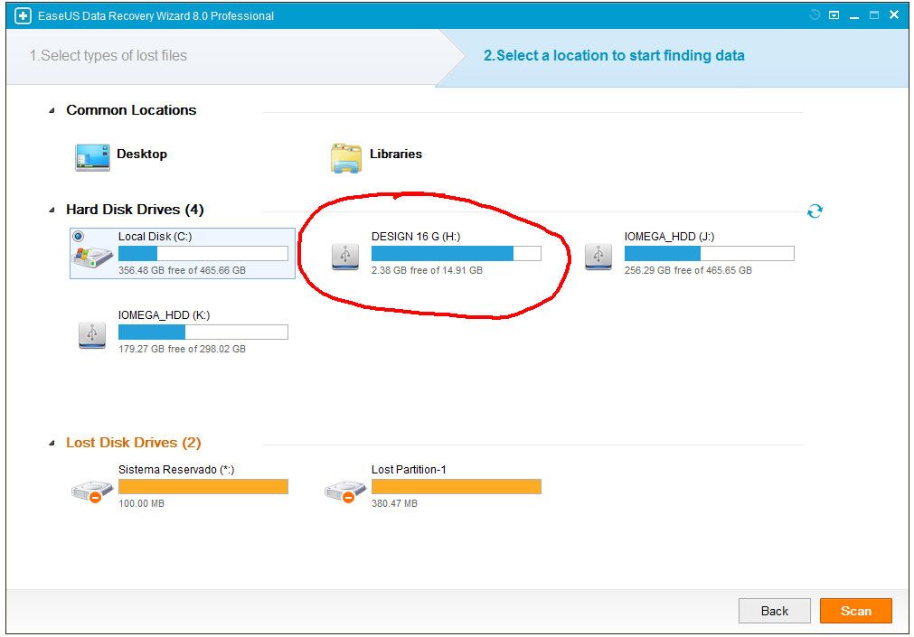 Recupere arquivos perdidos com o software EASEUS Data Recovery Wizard 8