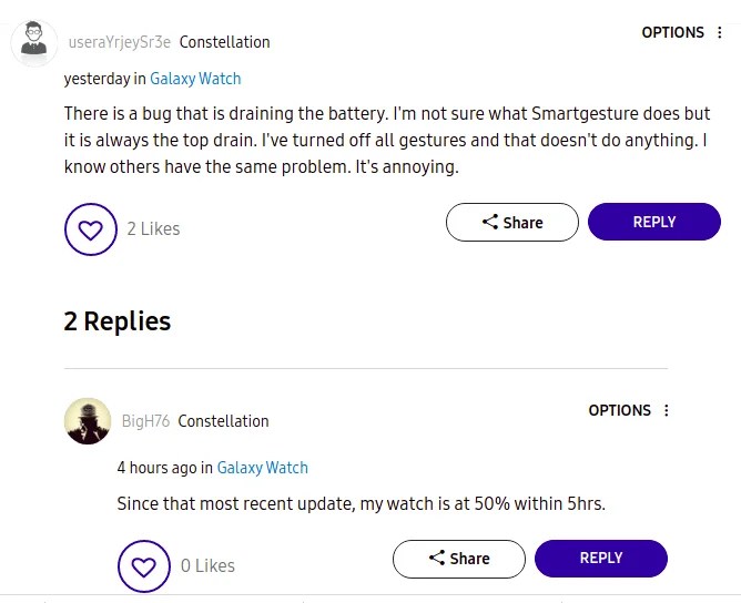 Galaxy Watch 4 users are facing battery draining and vibrate issues