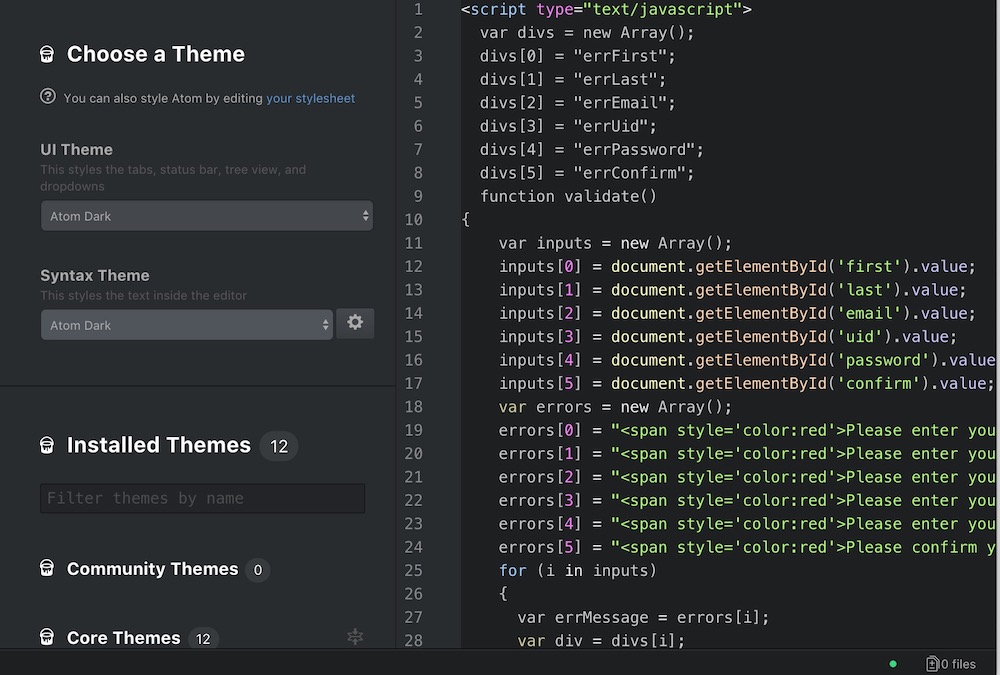 Why Text/Coding Color is not Changing In Atom