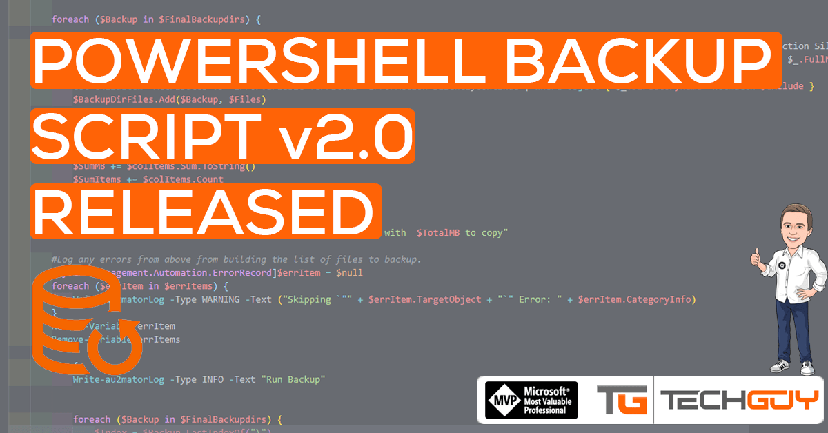 PowerShell BackupScript Version 2.0 released TechGuy