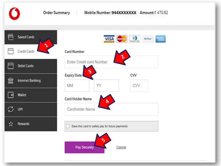 Vodafone Postpaid Online Bill Payment by Debit