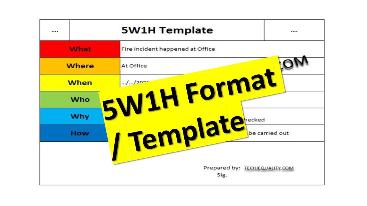 5W1H Analysis Example Download Template in ppt form