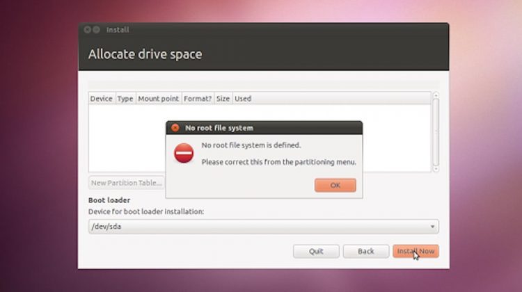 How To Fix "no root file system defined" Error While Installing Ubuntu