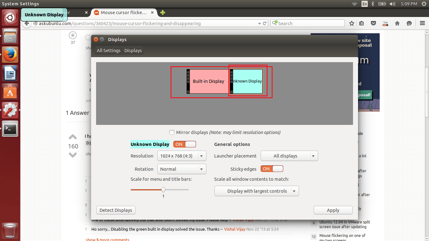 Mouse Cursor BlinkingFlickering After Installing Ubuntu 14.04