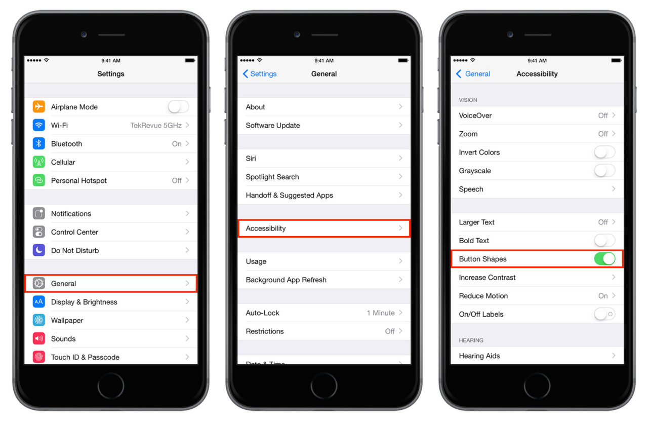 Make iDevice Navigation Easier By Enabling iOS Button Shapes