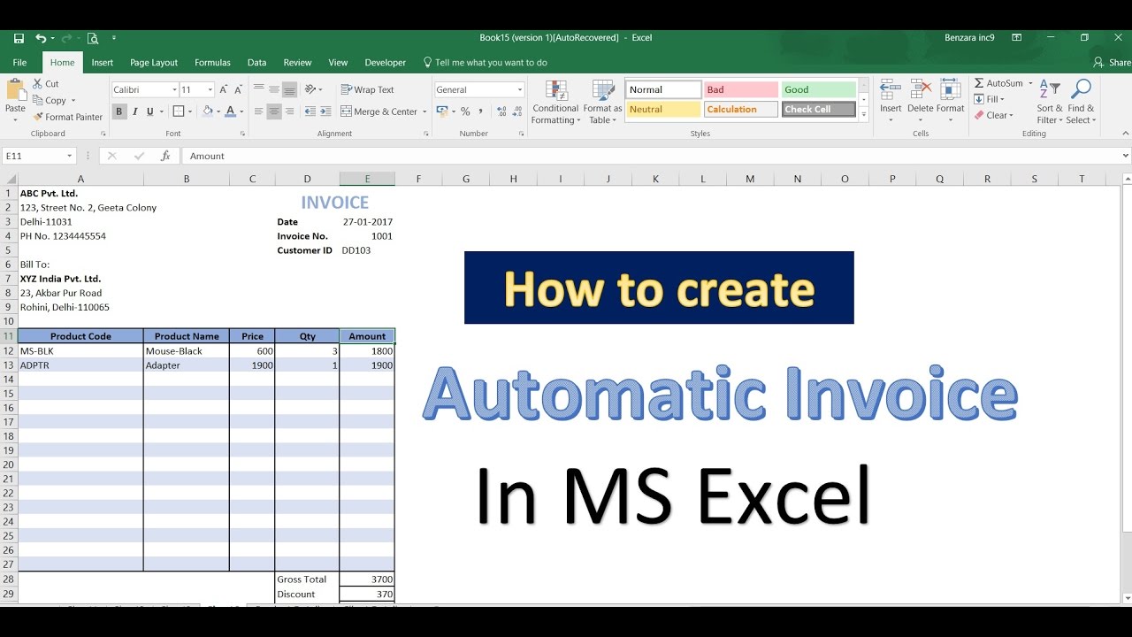 How To Automatically Generate Invoice Numbers in Excel Tech Junkie