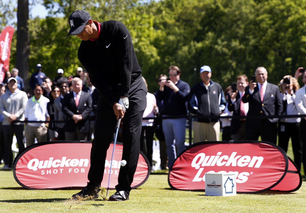 Tiger Woods tried to hit some golf balls in public for the