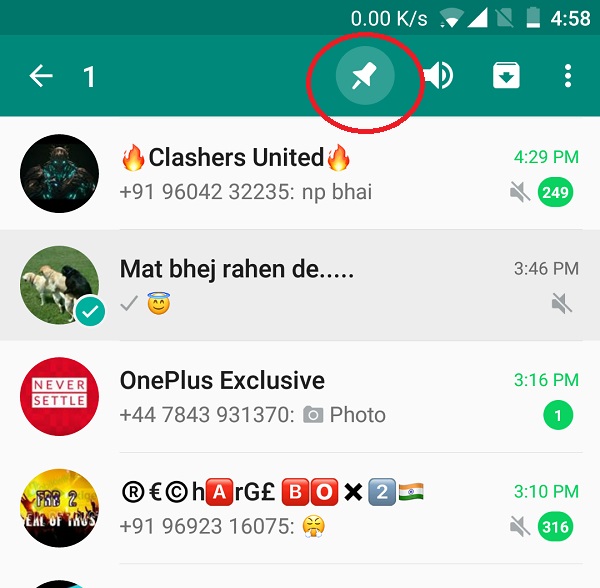 Pin Chats in WhatsApp to Keep Them at the Top of the List