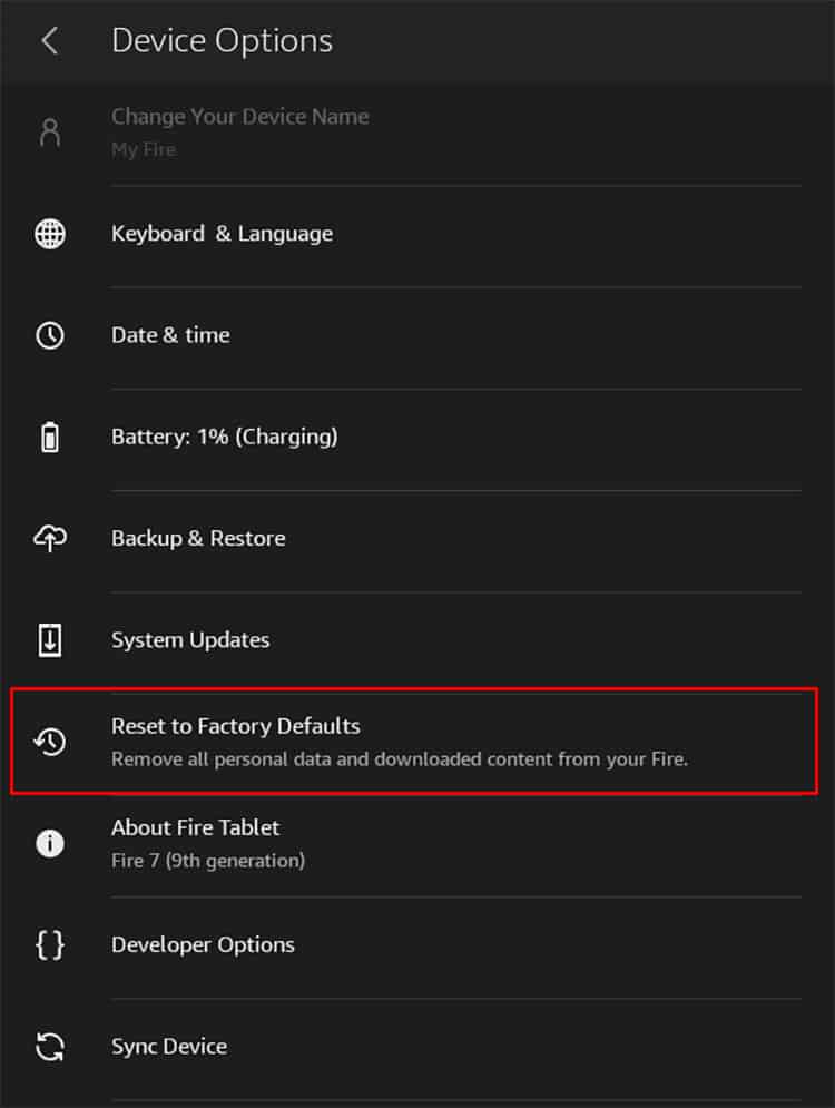 How To Reset An Amazon Fire Tablet